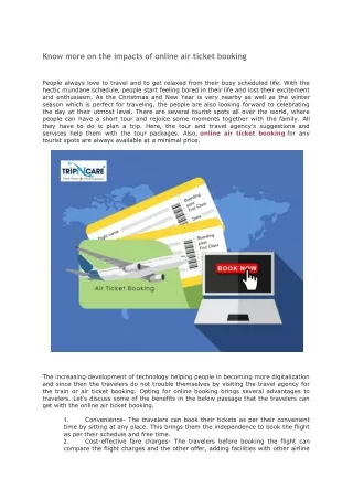 Know more on the impacts of online air ticket booking