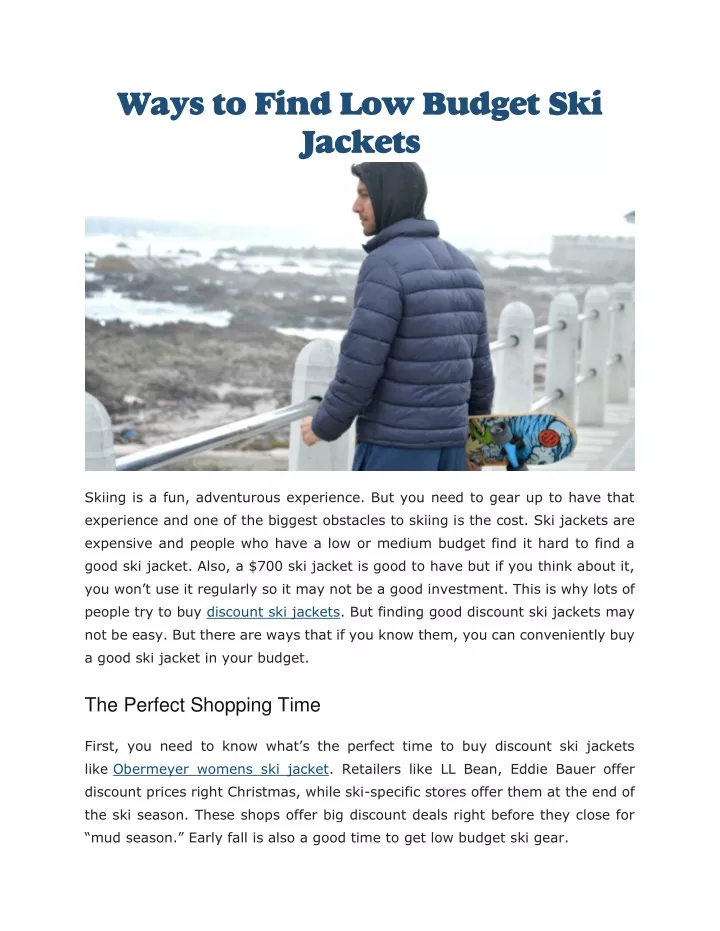 ways to find low budget ski jackets