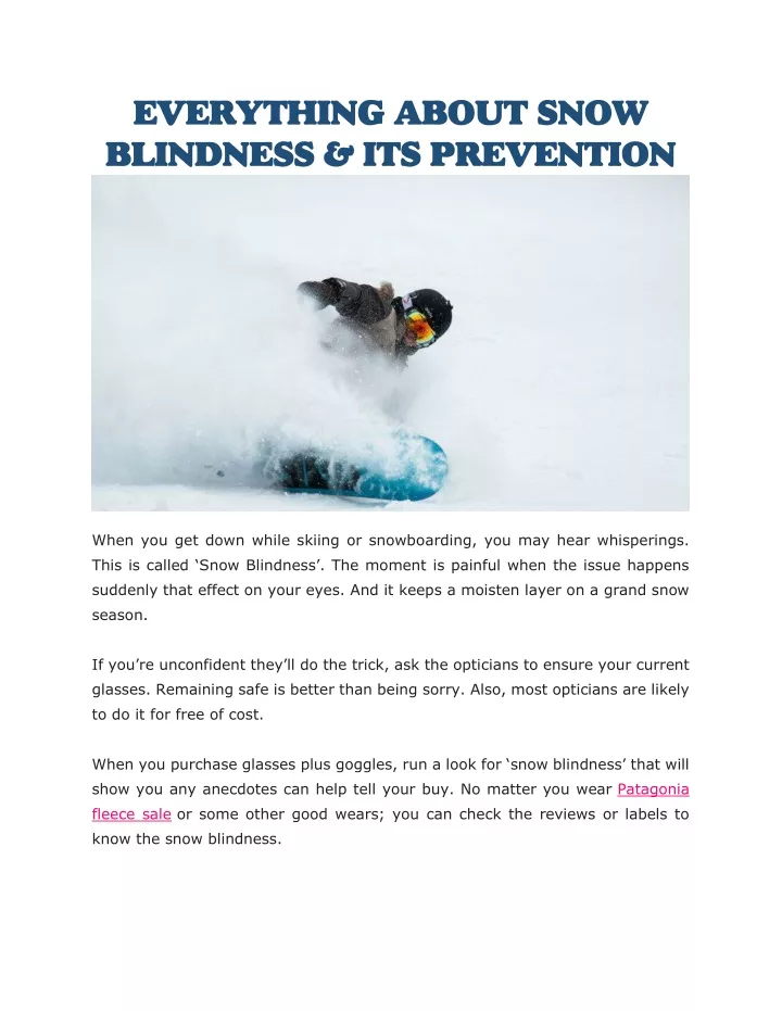 everything about snow blindness its prevention