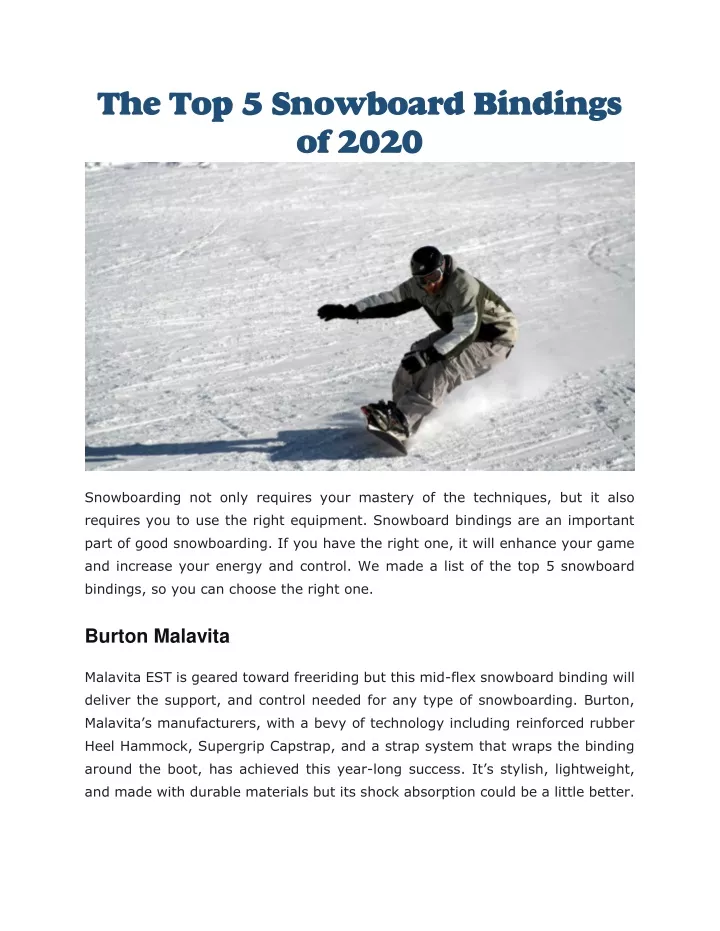 the top 5 snowboard bindings of 2020