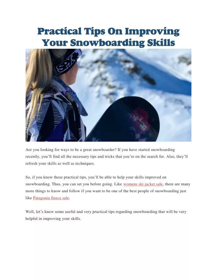 practical tips on improving your snowboarding