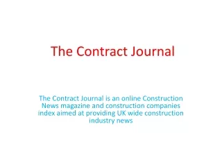The Contract Journal is an online Construction News magazine