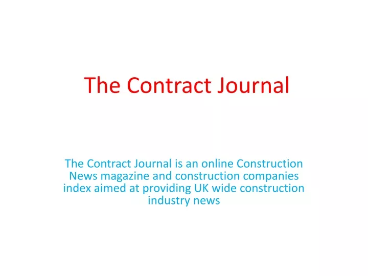 the contract journal