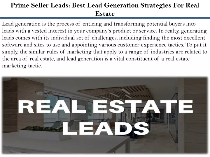 prime seller leads best lead generation