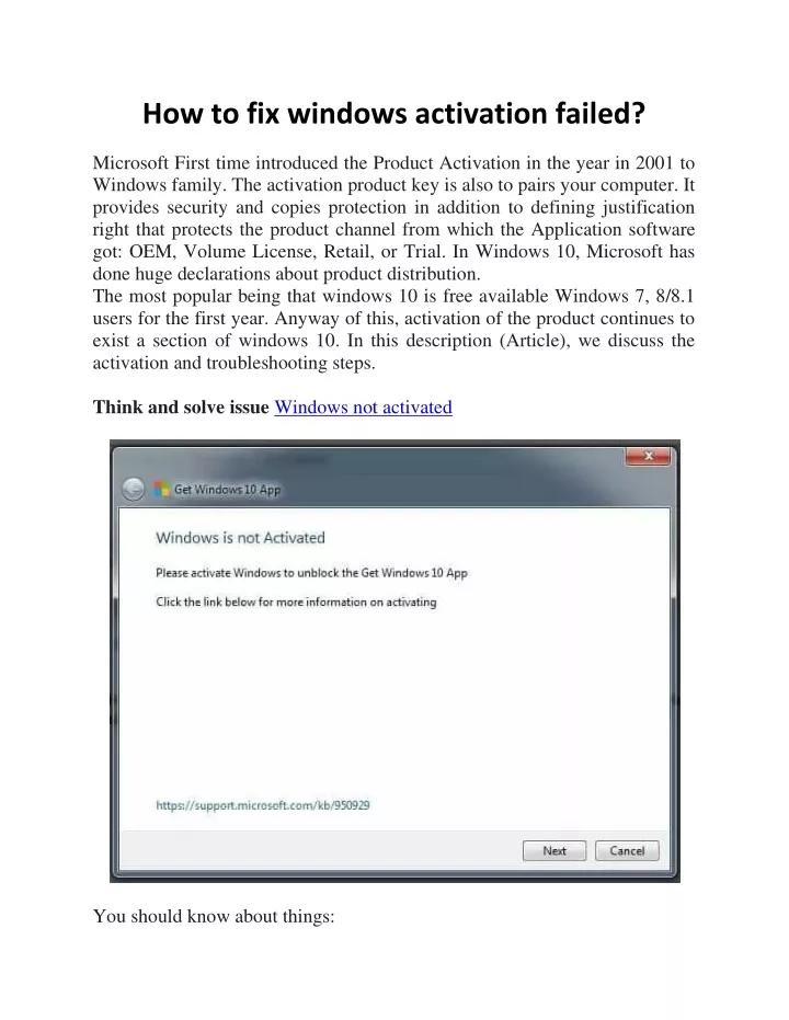 how to fix windows activation failed