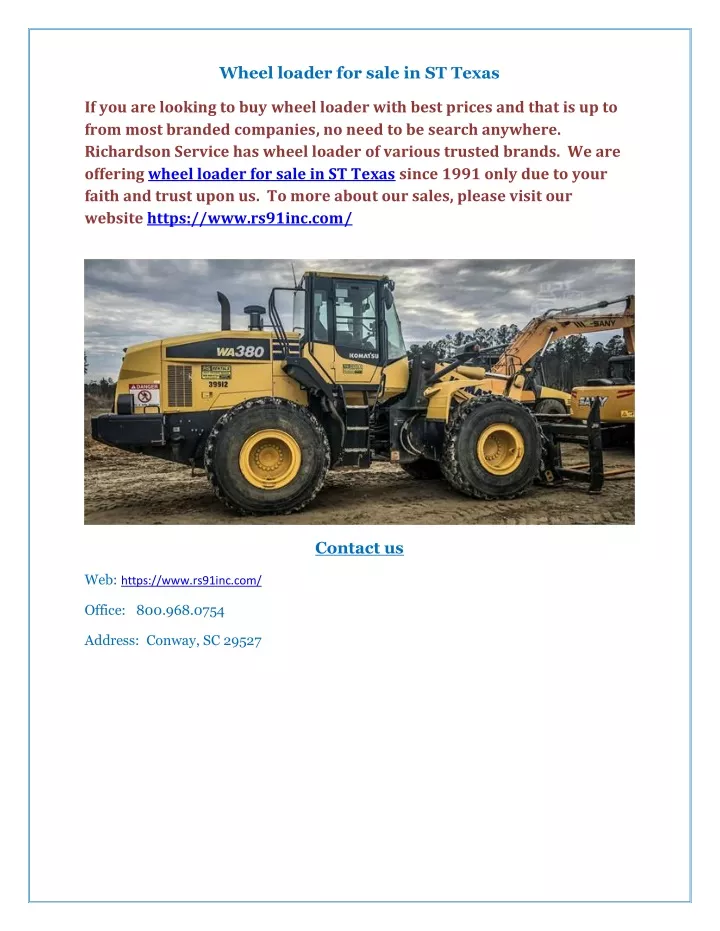 wheel loader for sale in st texas