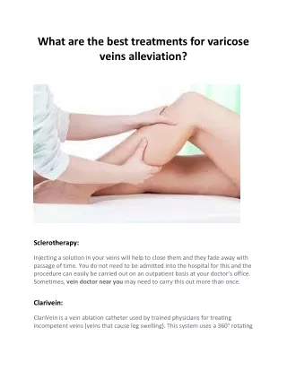 Treatments For Varicose Veins Alleviation