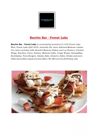 5% Off - Burrito Bar menu - Mexican restaurant Forest Lake, QLD