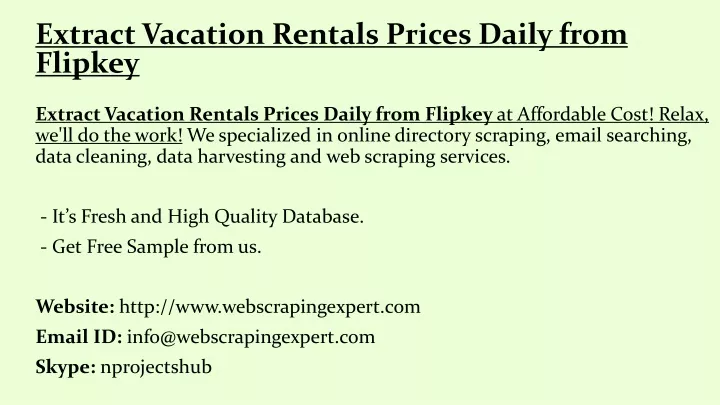 extract vacation rentals prices daily from flipkey