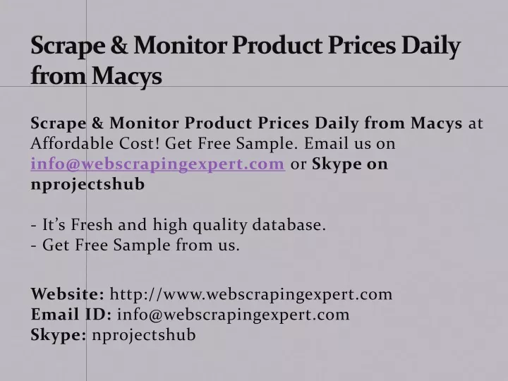 scrape monitor product prices daily from macys