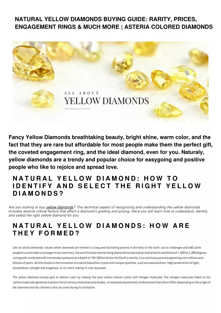 natural yellow diamonds buying guide rarity