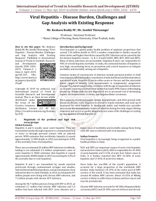 Viral Hepatitis - Disease Burden, Challenges and Gap Analysis with Existing Response