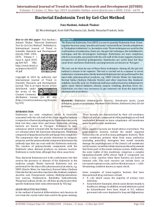 Bacterial Endotoxin Test by Gel Clot Method