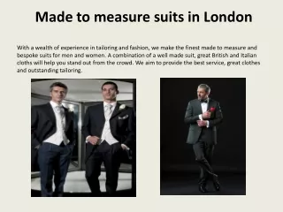 Made to Measure Suits in London