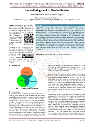 Nanotribology and its Need A Review