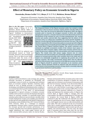 Effect of Monetary Policy on Economic Growth in Nigeria
