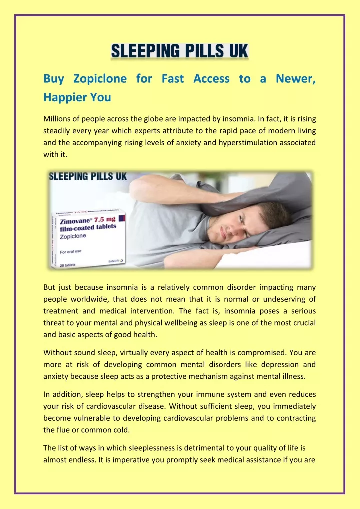 buy zopiclone for fast access to a newer happier