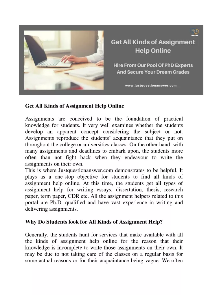 get all kinds of assignment help online