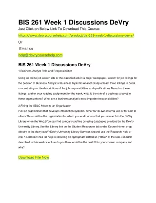 bis 261 week 1 discussions devry just click