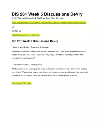 BIS 261 Week 5 Discussions DeVry