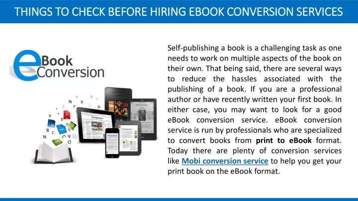 things to check before hiring ebook conversion