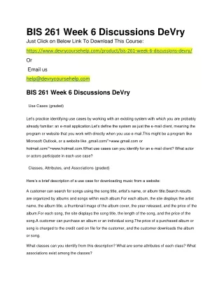 BIS 261 Week 6 Discussions DeVry