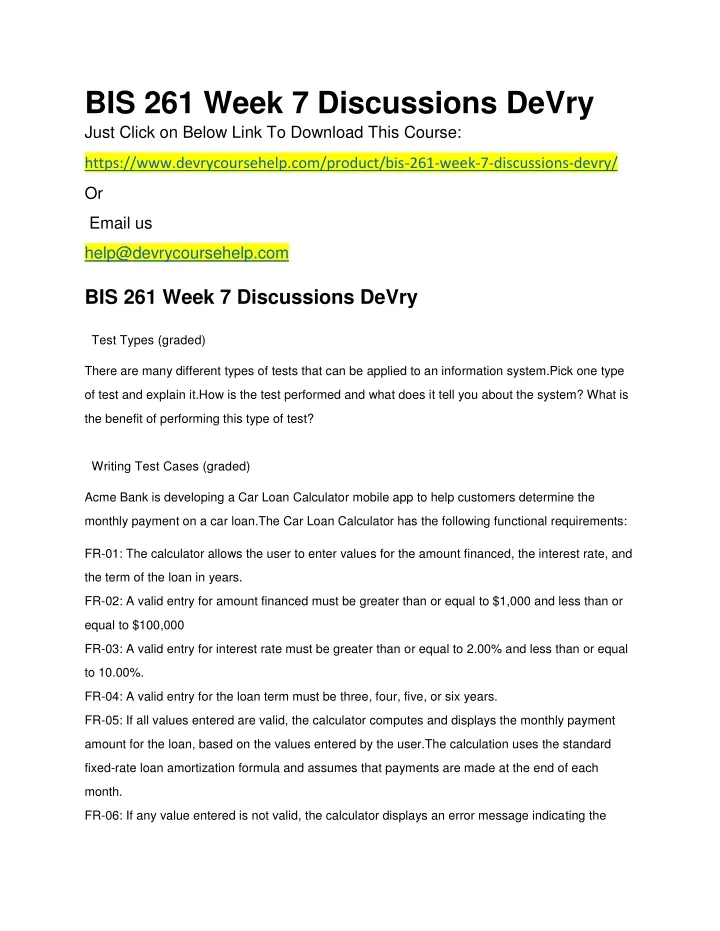 bis 261 week 7 discussions devry just click