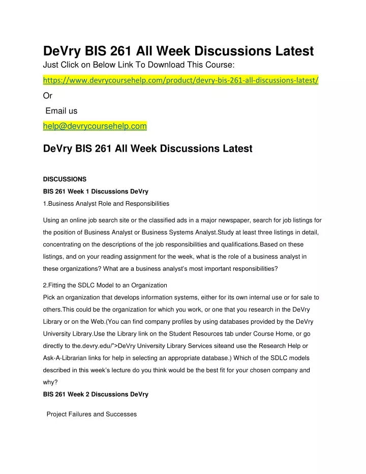devry bis 261 all week discussions latest just