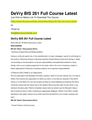 DeVry BIS 261 Full Course Latest