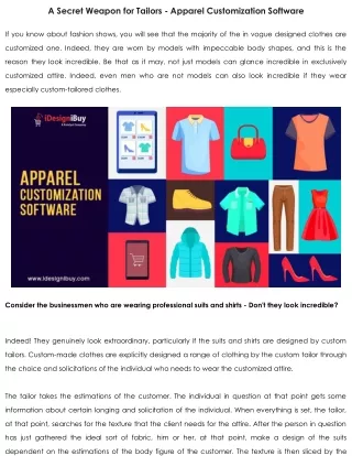 A Secret Weapon for Tailors - Apparel Customization Software