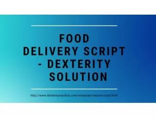 Food Delivery Script - Swiggy Clone - Dexterity Solution
