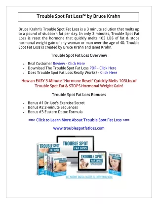 Trouble Spot Fat Loss PDF Free Download: Bruce Krahn Book