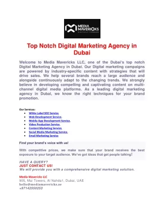 Top Notch Digital Marketing Agency in Dubai