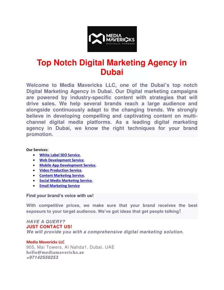 top notch digital marketing agency in dubai