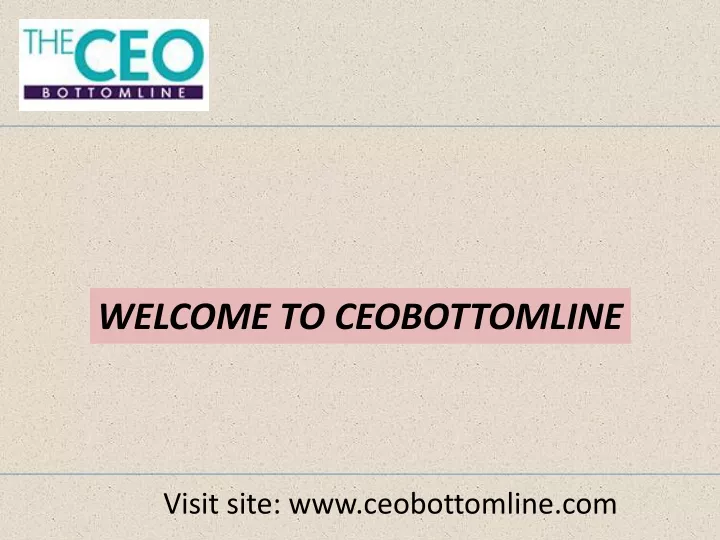 welcome to ceobottomline