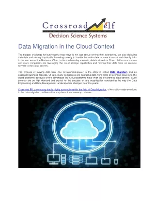 Data migration in the cloud context | Crossroad Elf