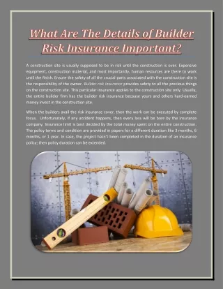 What Are The Details of Builder Risk Insurance Important?