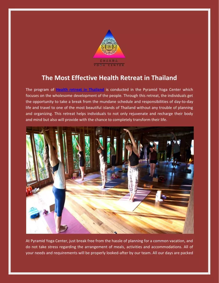 the most effective health retreat in thailand