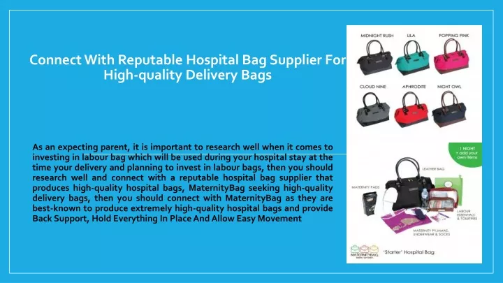 connect with reputable hospital bag supplier for high quality delivery bags