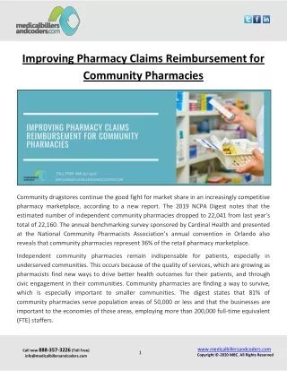 Improving Pharmacy Claims Reimbursement for Community Pharmacies