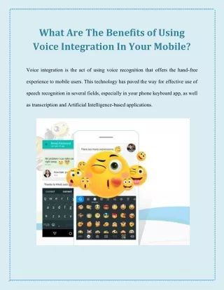 What Are The Benefits of Using Voice Integration In Your Mobile?