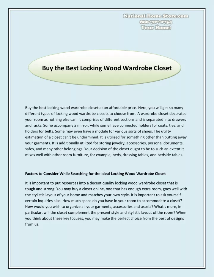 buy the best locking wood wardrobe closet