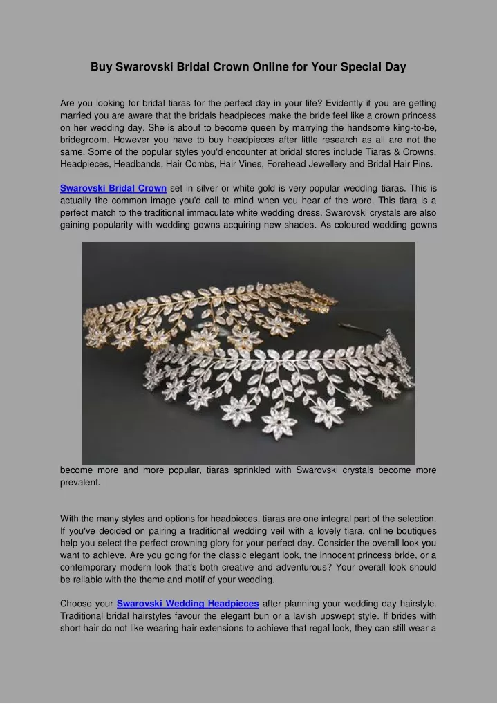 buy swarovski bridal crown online for your