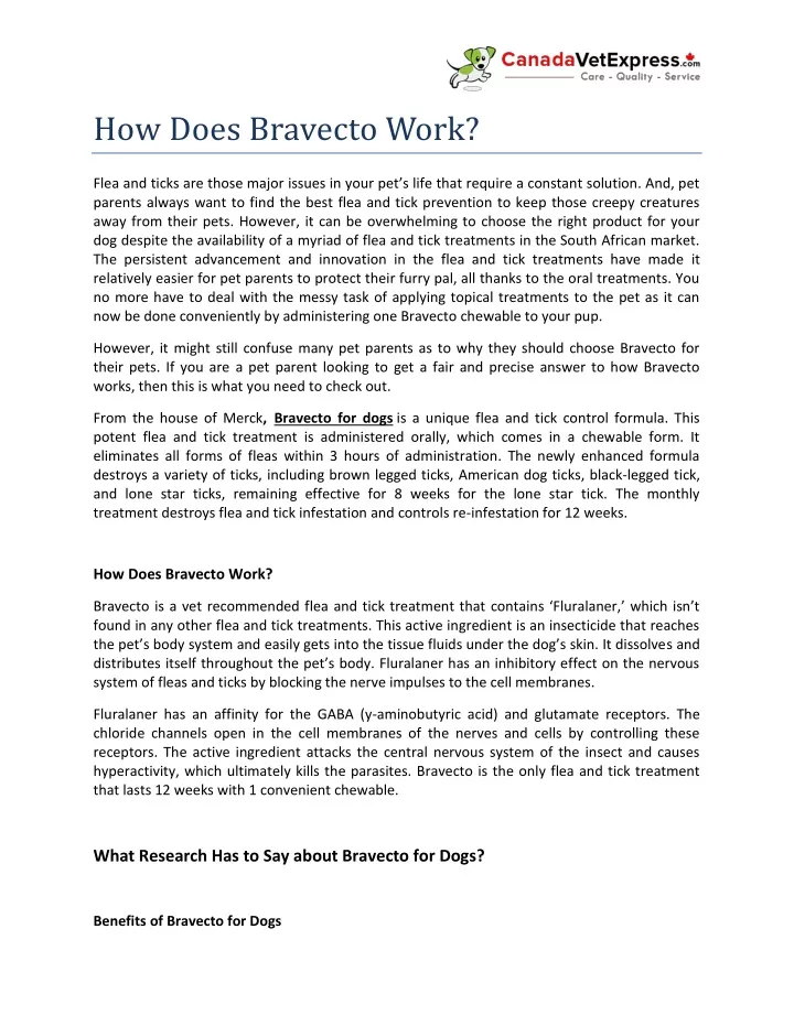 how does bravecto work