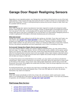 Garage Door Repair Realigning Sensors