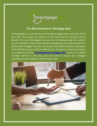 The Best Homemover Mortgage Deal - MortgageGen