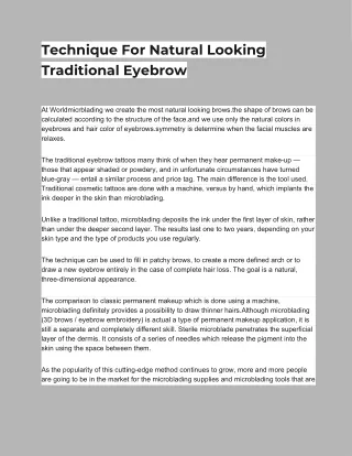 Technique For Natural Looking Traditional Eyebrow