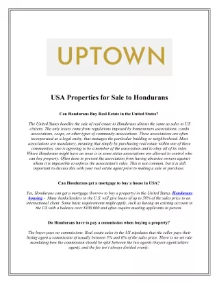 USA Properties for Sale to Hondurans