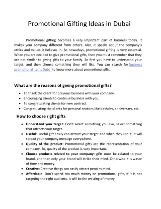 Promotional Gifting Ideas in Dubai