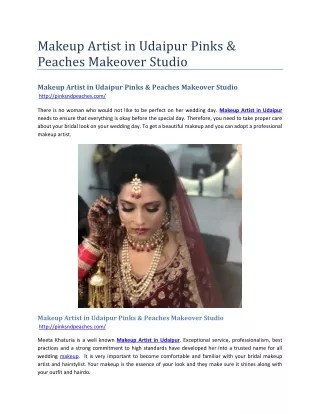 Makeup Artist in Udaipur Pinks & Peaches Makeover Studio